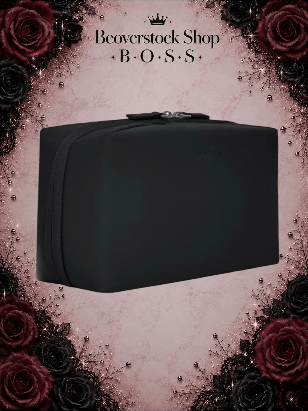 New NWT Unisex CHAMPS Onyx Waterproof Toiletry Makeup Storage Bag